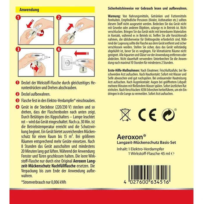 Aeroxon Mückenstecker Langzeit Mückenschutz, Basis-Set, Elektrisch, 60 Nächte, Inkl. Nachfüller 6 Aeroxon Mückenstecker Langzeit Mückenschutz, Basis-Set, Elektrisch, 60 Nächte, Inkl. Nachfüller – Bild 6