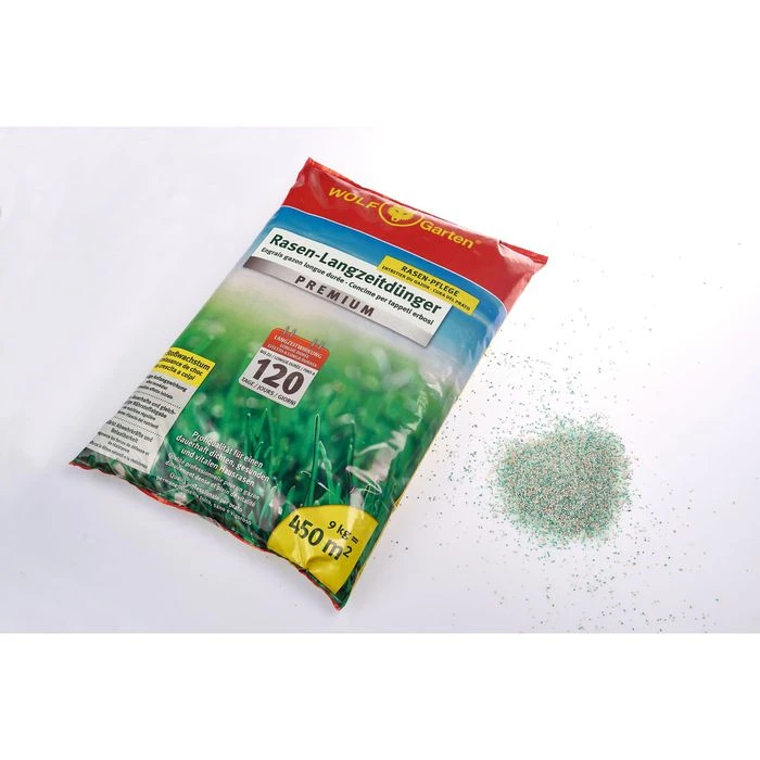 Wolf-Garten Rasendünger LE 450 Premium, Langzeitwirkung Bis 120 Tage, 9 Kg Für 450m² 2 Wolf-Garten Rasendünger LE 450 Premium, Langzeitwirkung Bis 120 Tage, 9 Kg Für 450m² – Bild 2