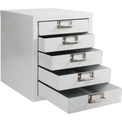 ADB Schubladenschrank 40307, Lichtgrau, Aus Metall, A4, 5 Schübe