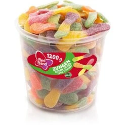Red-Band Fruchtgummis Zungen Super Sauer, 1,2kg, In Dose