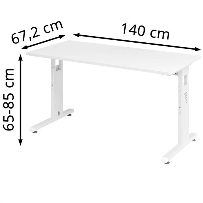 Hammerbacher Schreibtisch O-Serie, Weiß, Verstellbar, 140 X 65-85 X 67,2cm, Mini Office 2 Hammerbacher Schreibtisch O-Serie, Weiß, Verstellbar, 140 X 65-85 X 67,2cm, Mini Office – Bild 2