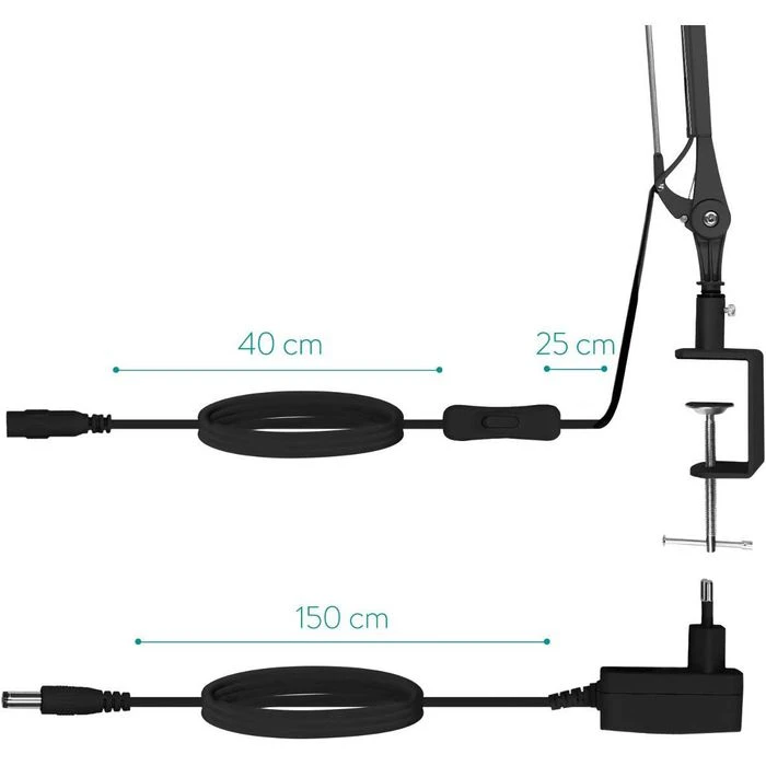 Navaris Schreibtischlampe LED, Tischklemme, Dimmbar, Schwarz 5 Navaris Schreibtischlampe LED, Tischklemme, Dimmbar, Schwarz – Bild 5