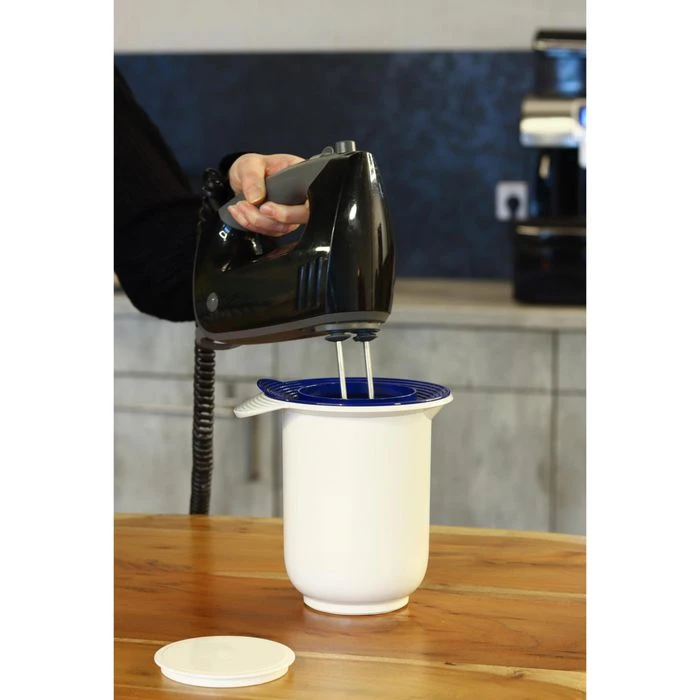 Emsa Rührschüssel Superline 2152121200, 1 L, Kunststoff, Weiß/blau, Mit Spritzschutz Und Deckel 2 Emsa Rührschüssel Superline 2152121200, 1 L, Kunststoff, Weiß/blau, Mit Spritzschutz Und Deckel – Bild 2