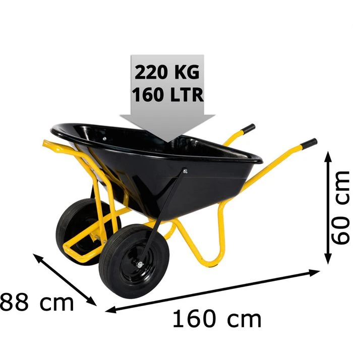 Pro-bau-tec Schubkarre TWIN 40100, 160 Liter, Pannensichere Bereifung, Tragkraft 220kg 2 Pro-bau-tec Schubkarre TWIN 40100, 160 Liter, Pannensichere Bereifung, Tragkraft 220kg – Bild 2