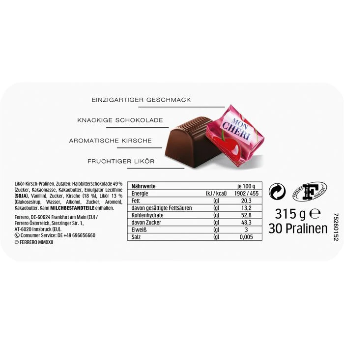 Mon-Cheri Pralinen, 315g, 30 Stück 6 Mon-Cheri Pralinen, 315g, 30 Stück – Bild 6