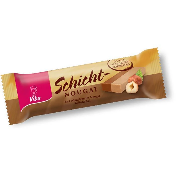 Viba Nougat Schicht-Nougat, Riegel, 40g 1 Viba Nougat Schicht-Nougat, Riegel, 40g