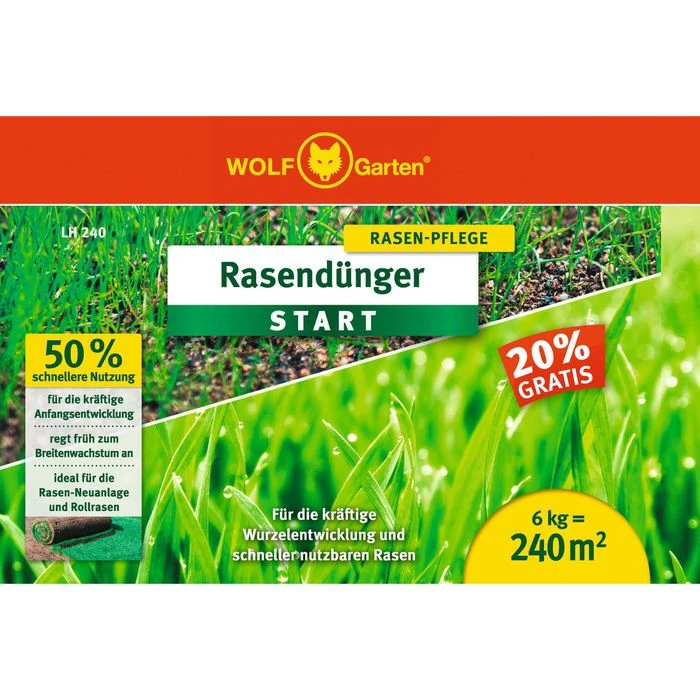 Wolf-Garten Rasendünger LH 240 Start, Ideal Für Die Rasen Neuanlage, 6 Kg Für 240m² 2 Wolf-Garten Rasendünger LH 240 Start, Ideal Für Die Rasen Neuanlage, 6 Kg Für 240m² – Bild 2