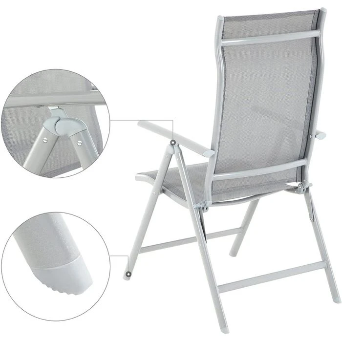 Songmics Gartenstuhl GCB02GY, Kunststoff, Hochlehner, Verstellbar, Grau, Klappbar 4 Songmics Gartenstuhl GCB02GY, Kunststoff, Hochlehner, Verstellbar, Grau, Klappbar – Bild 4