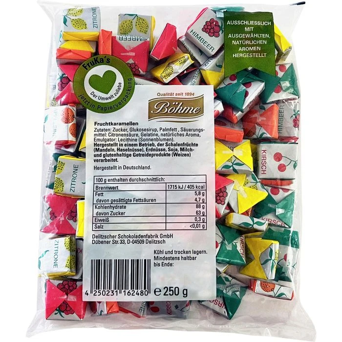 Böhme Kaubonbons Fruchtkaramellen, Mit Fruchtgeschmack, 250g 1 Böhme Kaubonbons Fruchtkaramellen, Mit Fruchtgeschmack, 250g