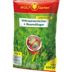 Wolf-Garten Unkrautvernichter SQ 450 Rasendünger, 2-in-1, 9 Kg, Für 450m²