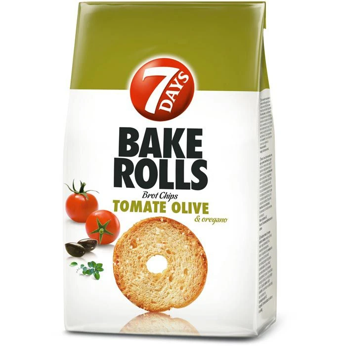 7DAYS Brotchips Bake Rolls, Tomate Olive & Oregano, 250g 1 7DAYS Brotchips Bake Rolls, Tomate Olive & Oregano, 250g