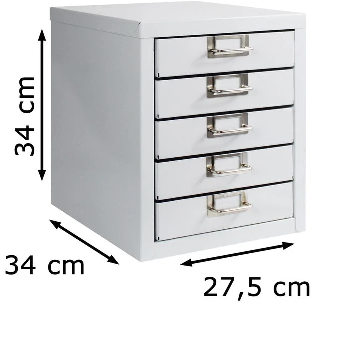 ADB Schubladenschrank 40307, Lichtgrau, Aus Metall, A4, 5 Schübe 2 ADB Schubladenschrank 40307, Lichtgrau, Aus Metall, A4, 5 Schübe – Bild 2