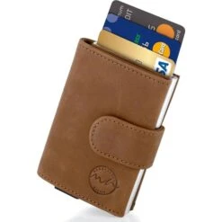 Böttcher Ag 25 Manufaktur-Nikita Kreditkartenetui POP UP Perfekt, Echt Leder, Braun, RFID Schutz, Mit Münzfach