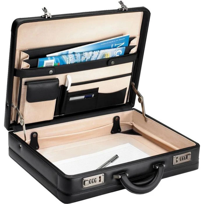 Aktenkoffer Echt Leder Schwarz Zahlenschloss D&N 2632 2 Aktenkoffer Echt Leder Schwarz Zahlenschloss D&N 2632 – Bild 2