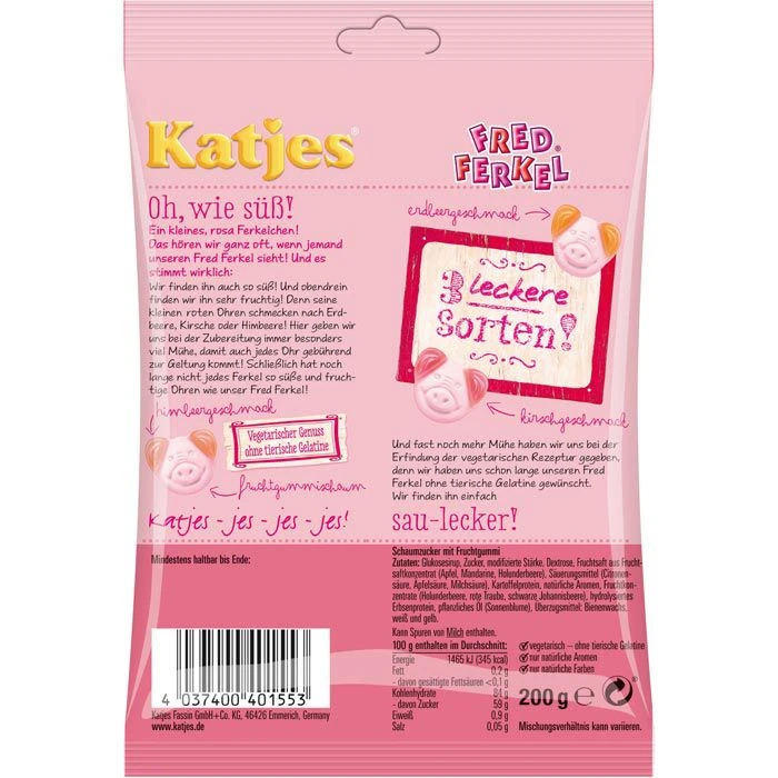 Katjes Schaumzucker Fred Ferkel, 200g 2 Katjes Schaumzucker Fred Ferkel, 200g – Bild 2
