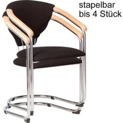 Nowy-Styl Kelly Besucherstuhl 2 Stück, Stoff Schwarz, Freischwinger Stapelbar, Mit Armlehnen -Böttcher Ag 9ef1964225a6e4a21921468a0b2873ffbee899b0 besucherstuhl nowy styl kelly stapelbar