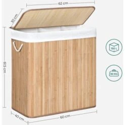 Songmics Wäschekorb LCB091N01 Braun, Mit 3 Fächern, Aus Bambus, Faltbar, 60 X 61,5 X 40 Cm, 150 Liter 9 Songmics Wäschekorb LCB091N01 Braun, Mit 3 Fächern, Aus Bambus, Faltbar, 60 X 61,5 X 40 Cm, 150 Liter -Böttcher Ag a3b8432e40a598b023396d9c03197c4de53c171c waeschekorb songmics lcb091n01 braun mit 3 faechern