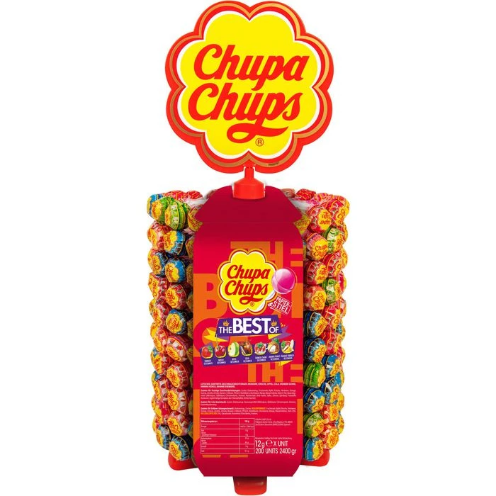 Chupa-Chups Lutscher The Best Of, Lutscherrad, Ständer, 7 Versch. Geschmacksrichtungen, 200 Stück 1 Chupa-Chups Lutscher The Best Of, Lutscherrad, Ständer, 7 Versch. Geschmacksrichtungen, 200 Stück