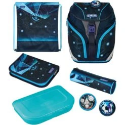 Böttcher Ag 43 Herlitz Schulrucksack SoftLight Plus Space Boy, 50037599, Für Jungen, Blau, 5-teiliges Set