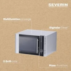 Severin Mikrowelle MW 7775, Mit Grill, 900 Watt, Grill 1100 W, Heißluft, 30 Liter, Silber -Böttcher Ag eaff2a26f89b33f2c927ed5fab5ef9231f3687eb mikrowelle severin mw 7775 mit grill