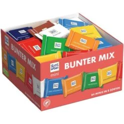 Ritter-Sport Minischokolade Mini Bunter Mix, Vorratsbox, Sortiert, 84 Stück