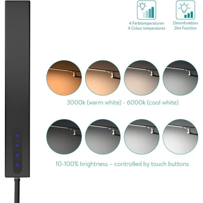 Navaris Schreibtischlampe LED, Tischklemme, Dimmbar, Schwarz 2 Navaris Schreibtischlampe LED, Tischklemme, Dimmbar, Schwarz – Bild 2