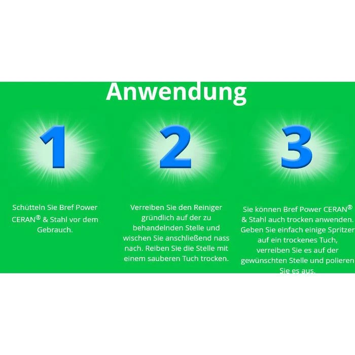 Bref Glaskeramikreiniger Power Ceran & Stahl, Flüssig, Glaskeramik- Und Edelstahlreiniger, 500ml 5 Bref Glaskeramikreiniger Power Ceran & Stahl, Flüssig, Glaskeramik- Und Edelstahlreiniger, 500ml – Bild 5