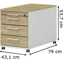 Röhr Rollcontainer Objekt.pur, Eiche Massivholz, Eiche / Weiß, Mit 4 Schüben, Abschließbar -Böttcher Ag f3b7384c67ee5751510a3a3b27121ad77242b085 rollcontainer roehr objekt.pur eiche massivholz