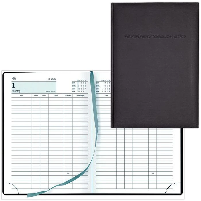 Güss-Verlag Buchkalender 53200, Reservierungsbuch, 1 Tag Auf 1 Seite, Schwarz, A4 1 Güss-Verlag Buchkalender 53200, Reservierungsbuch, 1 Tag Auf 1 Seite, Schwarz, A4